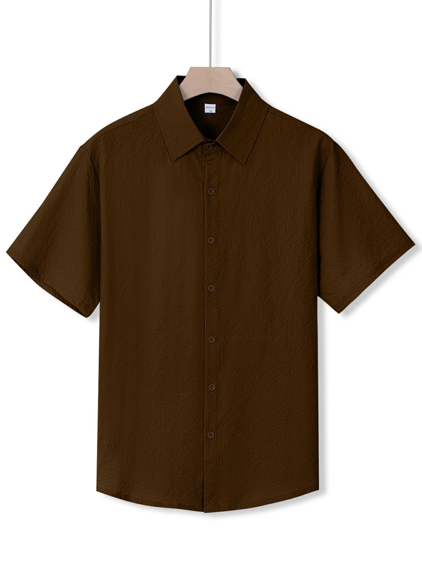 

Стильные мужские рубашки, свободные топы в клетку «ананас» и однотонные, летняя дышащая уличная одежда для отдыха на природе и повседневной носки XXXL темно-коричневого