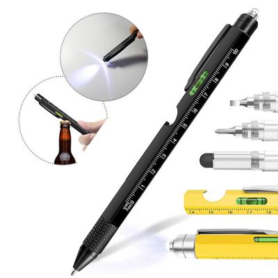 Multi-purpose Tool Pen Men LED Light Screwdriver Ruler Stylus Level Bottle Opener Gadgets 9-in-1 Multitool Pen
