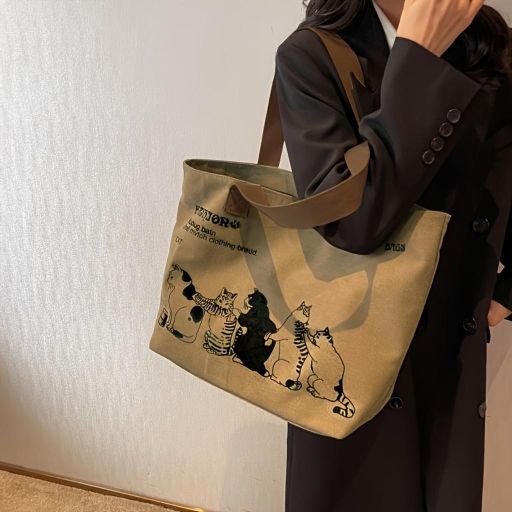 Women Classic Canvas Hand Shoulder Bag, Spacious Durable Tote With Zipper Closure, Fashion Design Ideal For Work, School And Daily Casual Use