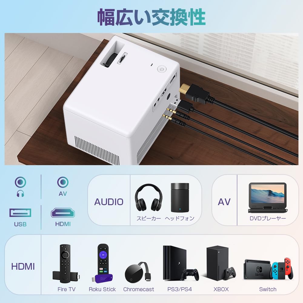 DBPOWER Projector 10000LM Ultra Compact WiFi 4K Compatible Bluetooth Function 1080P Home Projector High Brightness Home Projector Speaker Zoom