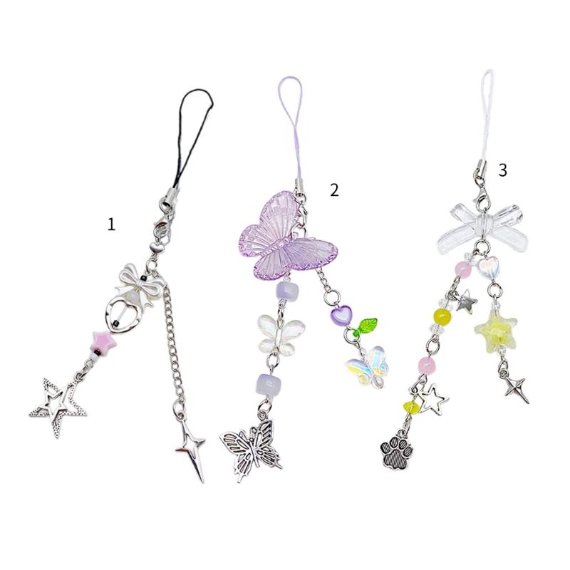 Eye Catching Phone Charm Unique Bowknot Keyring Stylish Keychain Phone Accessories Bag Pendant for Purse Backpack Wallet