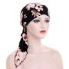 European-American Floral Print Two-Tail Curved Muslim Headscarf Pullover Hat