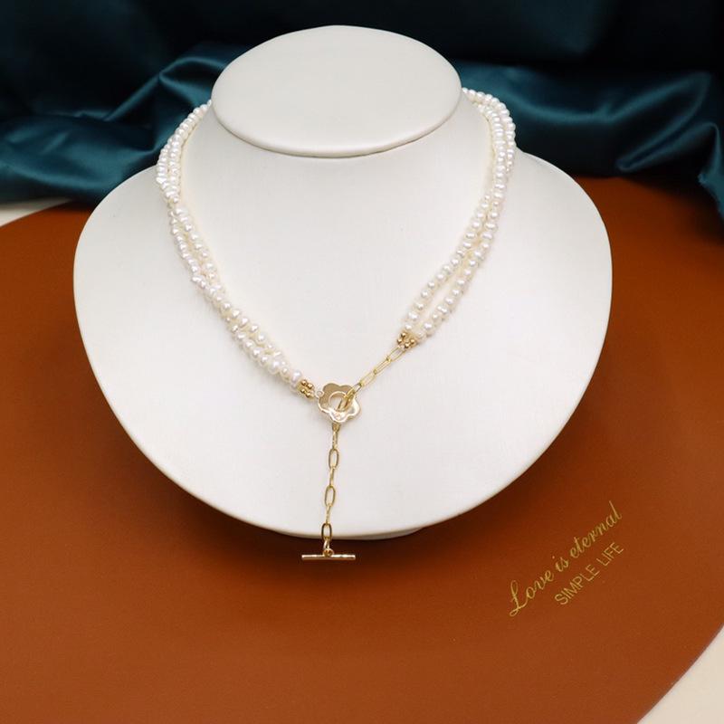 Natural Freshwater Pearl Necklace for Women, 3-4mm Small Beads, Double Layer Design, Convertible to Bracelet, Versatile Accessory 354. 3-4mm