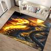 Fiery Dragon Artwork Printed Carpet with Flame Graphic Design in Fantasy Style Suitable for use as an anti-slip1 for1room and bedroom sofas