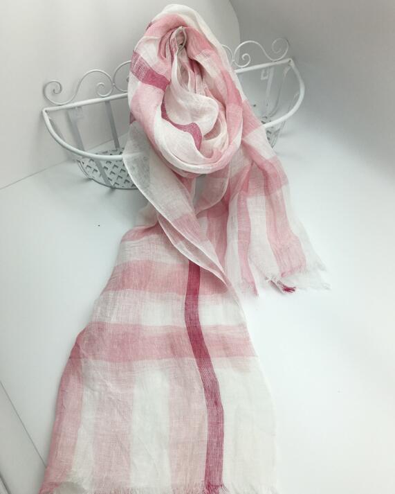 100% Linen Plaid Contrast Tassels Linen Men/Women Scarves Man/Woman Summer Scarf Pashmina Shawls Wraps Head Scarf Bandanas