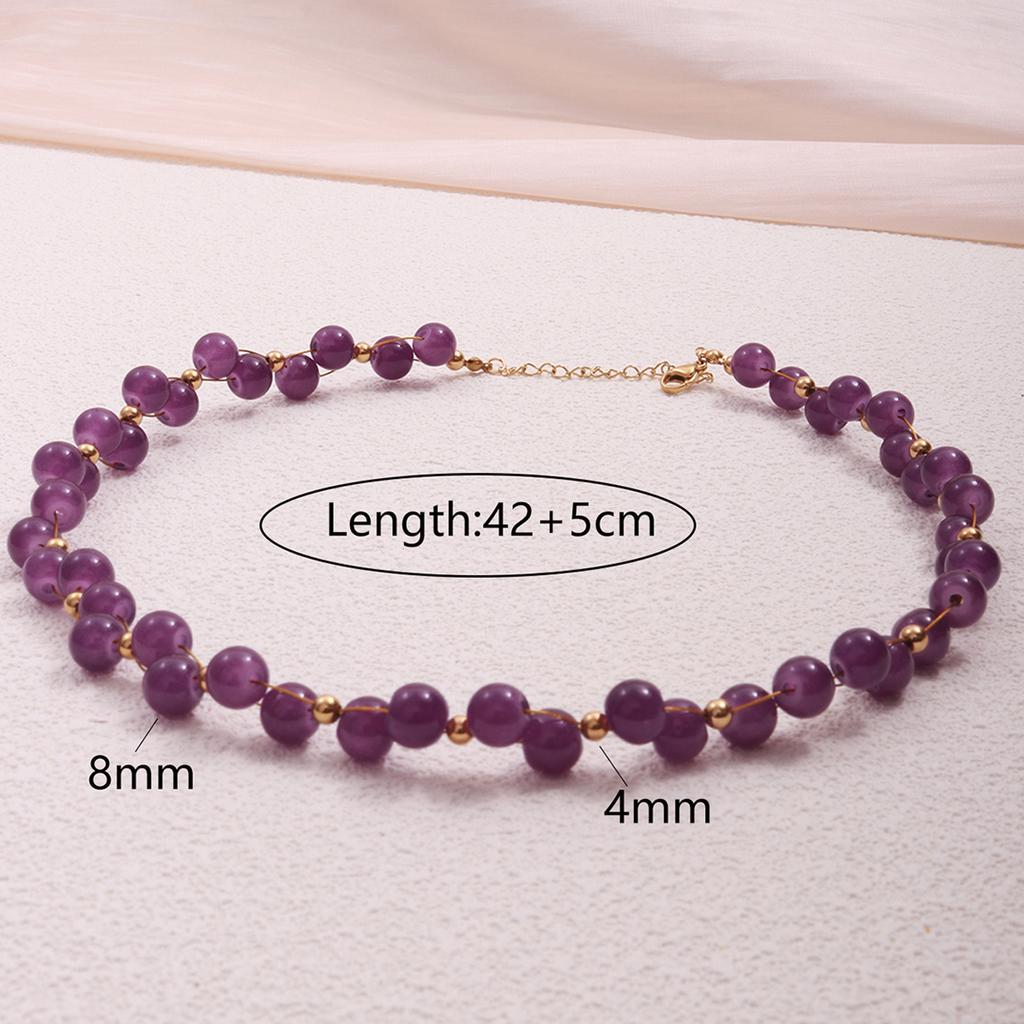 Natural Crystal Lucky Amethyst Clavicle Necklace French Minimalist Crystal Necklace