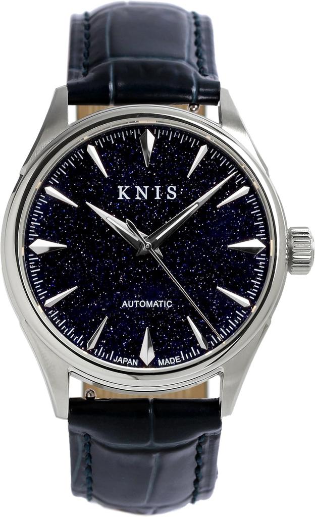 KNIS lak Avanturín Made in Japan Automatické hodinky Safírové sklo Kožený řemínek 10 ATM Voděodolný mechanický Modrá Stříbrná Modrá Kožená Pánské
