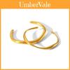Stainless Steel Geometric Cuff Bracelet With 18k Gold Plating For Fashionable Women