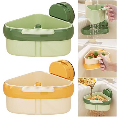 Kitchen Triangular Sink Strainer Suction Cup Sink Corner Rack Food Waste Catcher Sponge Holder for Kitchen Sink