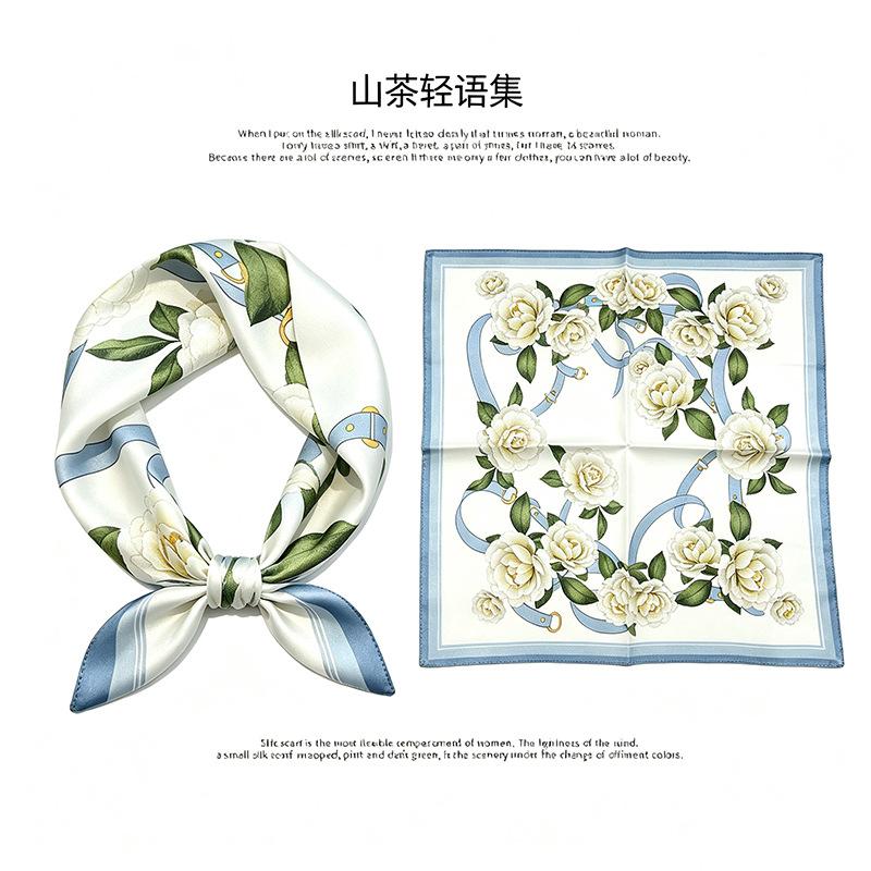 [111 mulberry silk] Korean version of classic cashew nut flower bag headscarf, small square scarf, shirt, suit, thin silk silk scarf