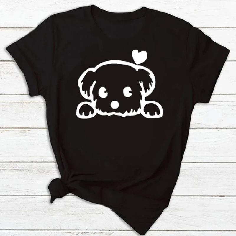 Frauen T Shirt Mode Hund Herzschlag Druck T-shirt Lustige 90er Jahre Druck T T-shirt Frauen T-shirt für Weibliche rote Hemd Kleidung Tops