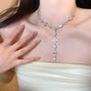 Luxus Zirkon Kreuz Spleiß Halskette für Damen Mode Transparenter Tropfenförmiger Kristall Anhänger Halskette Hochzeits Schmuck