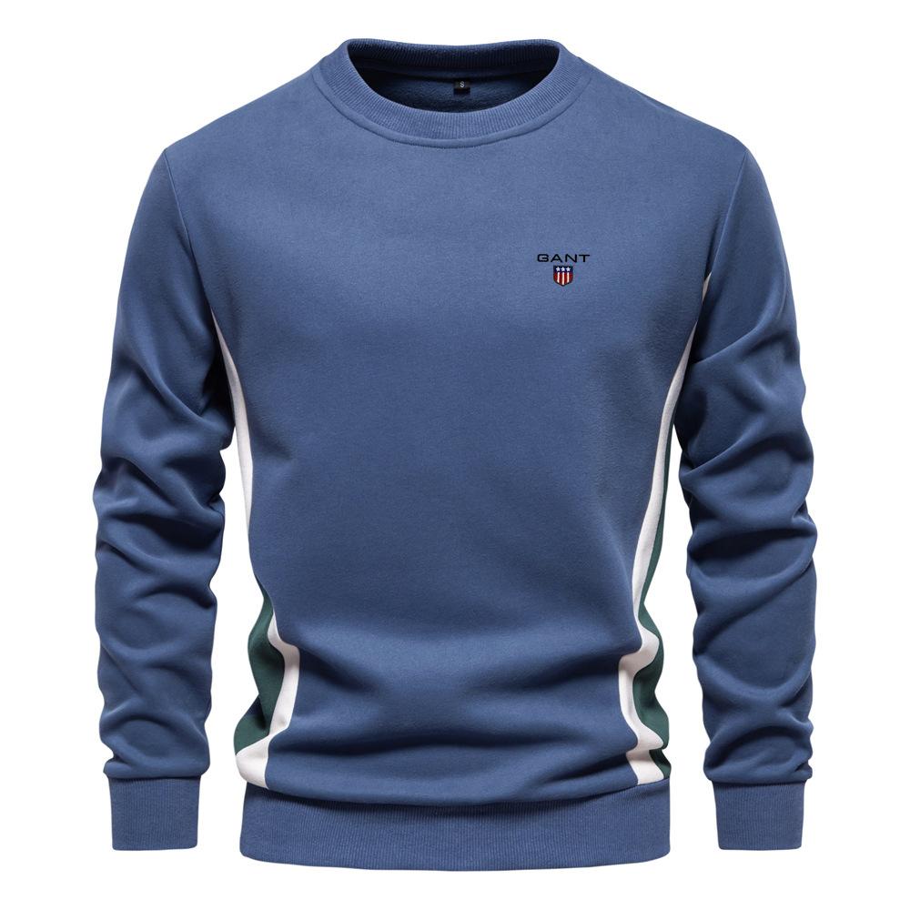 Gant Embroidered Autumn New Men's Long Sleeved Patchwork Hoodie Men's Casual Slim Fit Round Neck Sports Pullover