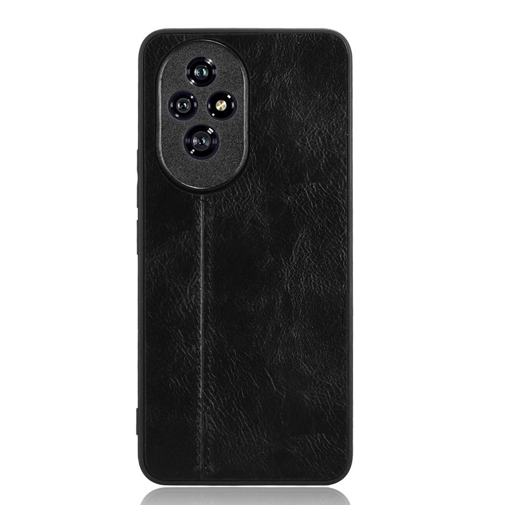 

Для Honor 200 Pro 5G Чехол Прострочка Линия Покрытый ПУ кожей Чехол из ПК+ТПУ Black