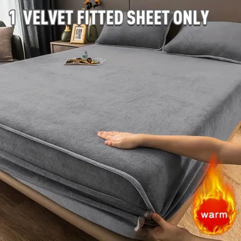 Winter Milk Velvet and Velvet Bed Sheet Single Mattress Cover Coral Velvet Thickened Bed Cover Single Full Package Bed Sheet Protective Cover