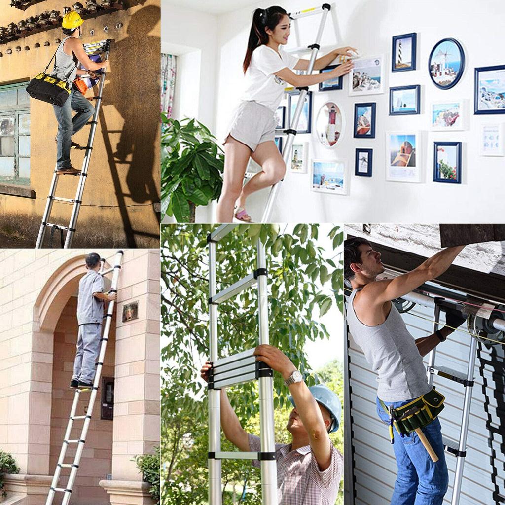 DayPlus Telescoping Ladder Up To M Folding Telescoping Ladder Multifunctional Aluminum Ladder Easy To Carry Lightweight Load Capacity 150 Kg For