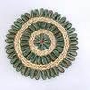 Individualisierte Rattan-Wanddekorationen Einzigartiger runder Wandbehang aus Grasgeflecht