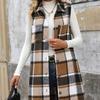 Women's Fashion Trend Vests for Autumn and Winter Contrasting Stripes Checkered Button Up Sleeveless Cardigans
