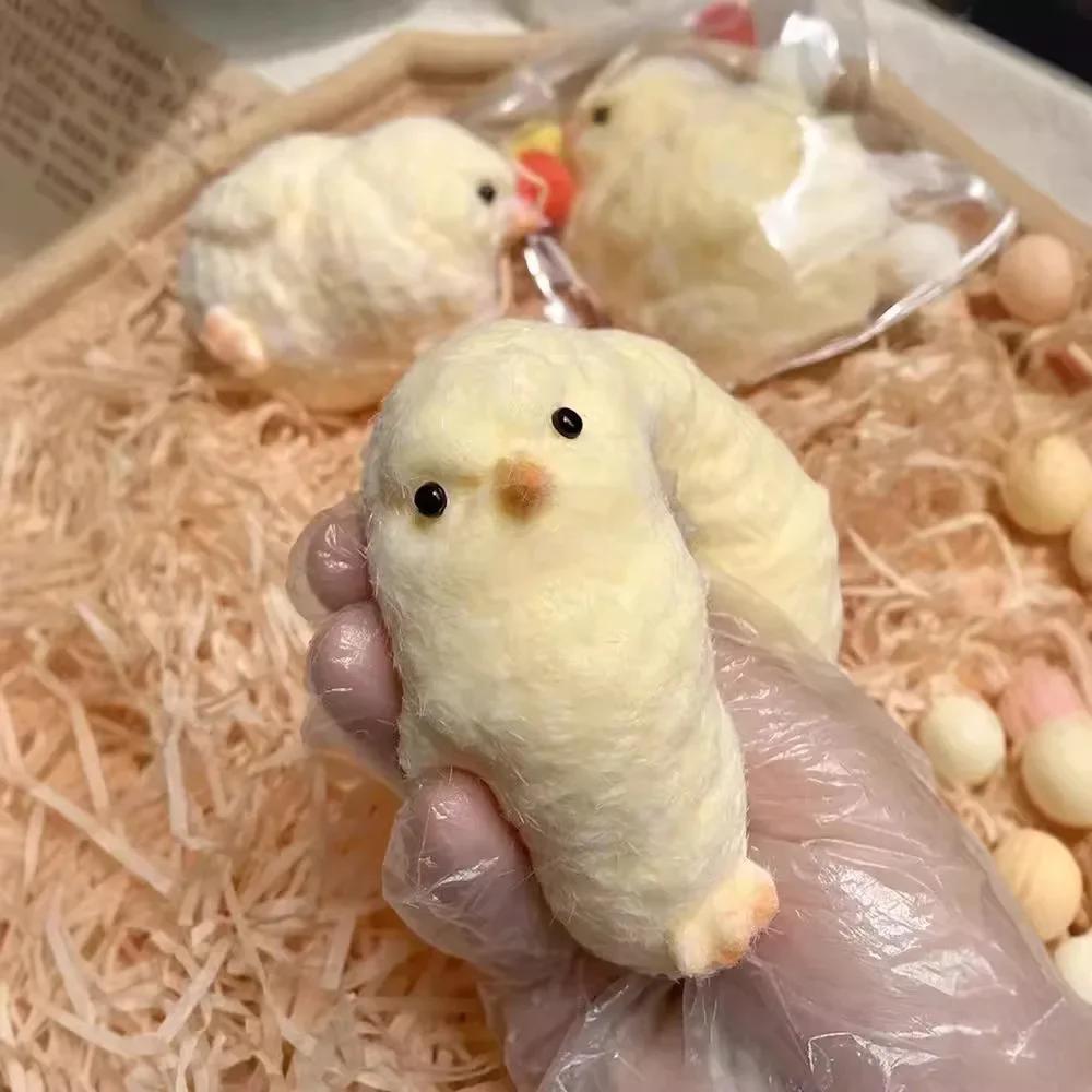 Squishy Chicken Kawaii Silicone Flocked Yellow Chicken Plush Ease Press Plaything Stress Relief Squishy Toy Cute Fidget Toy