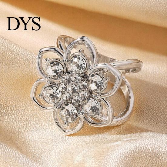 Elegant Scarf Clip Rhinestone Flower Ring, Six Petal Sparkly Holder Sparkling for Women Shirts Silk Scarves Shawls Floral Accessory