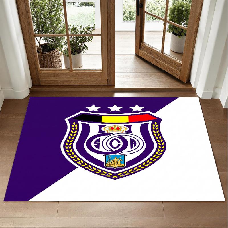 Anderlecht FC Design Crystal Velvet Rug Soft Decorative Mat for Bedroom Entrance