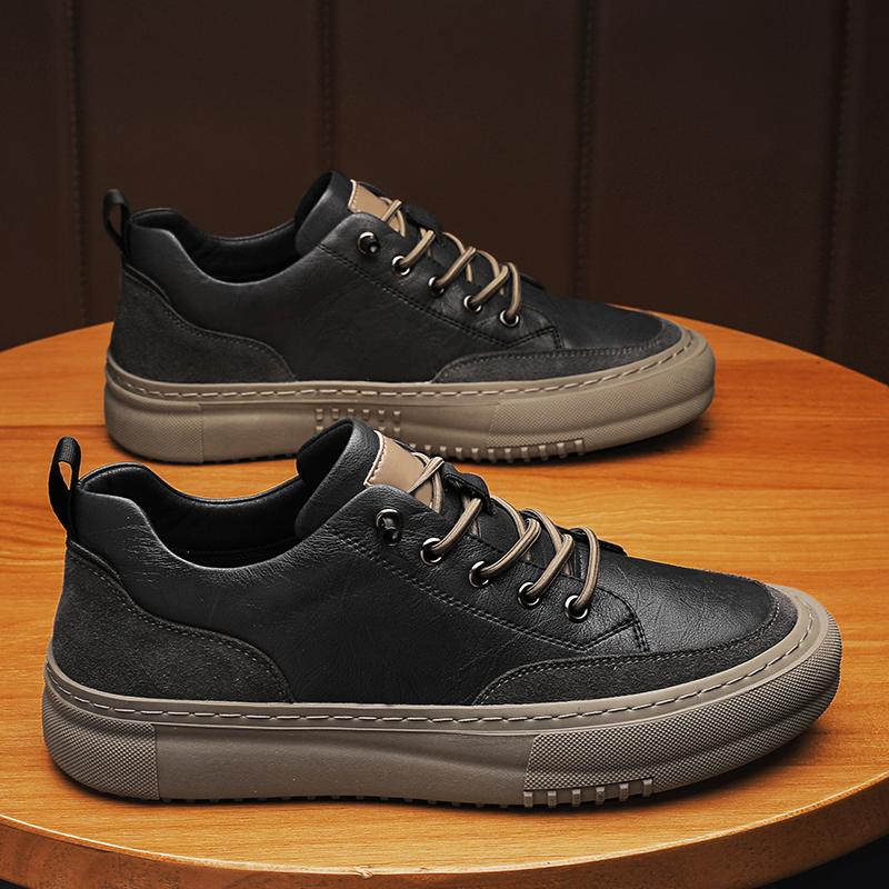 Модная итальянская брендовая мужская повседневная обувь из натуральной кожи на толстой — фото 4