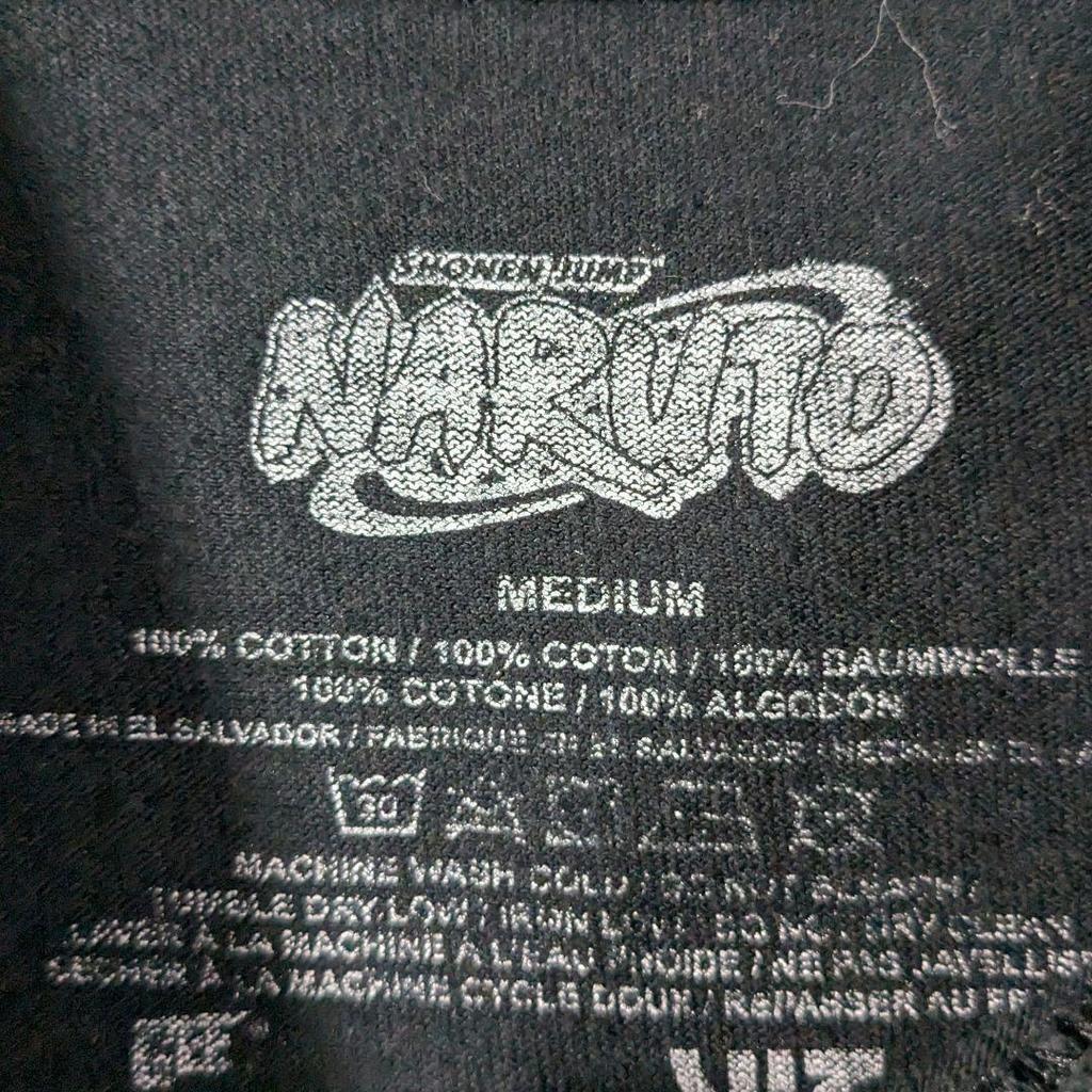 [USED] Naruto Boys Edition Vintage Academy Anime T-Shirt, Large Print, Black