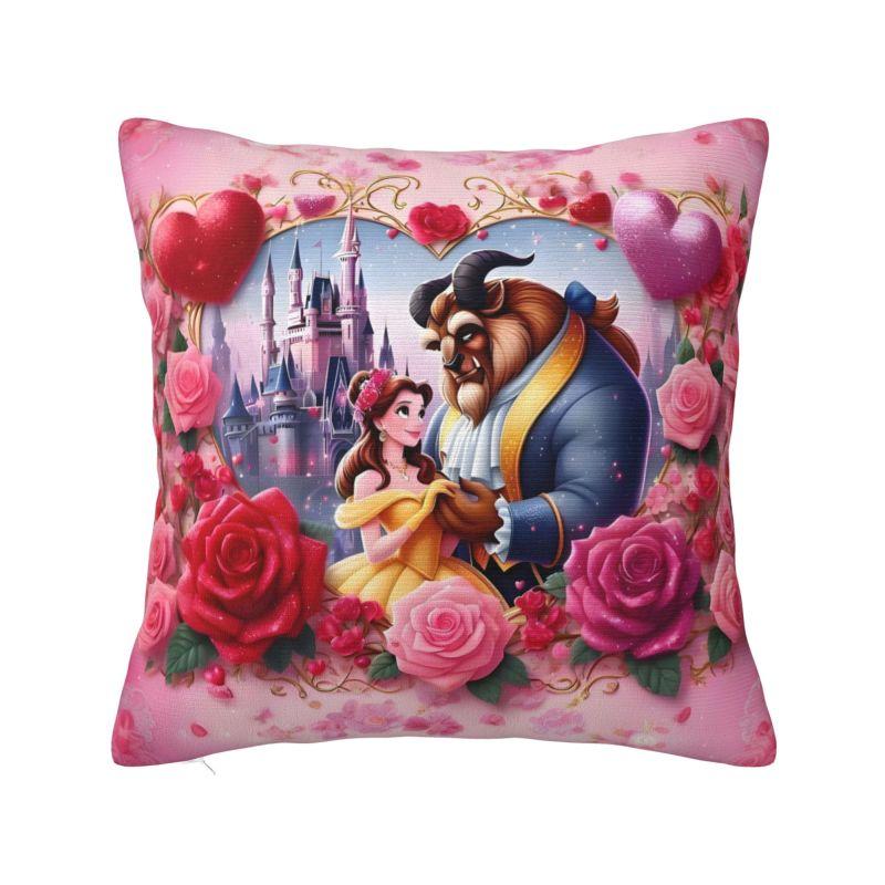 

Beauty And The Beast Cushion Covers 40x40cm Velvet Romantic Fantasy Song And Dance Movies Throw Pillow for Car Square Pillowcase 16x16Inch