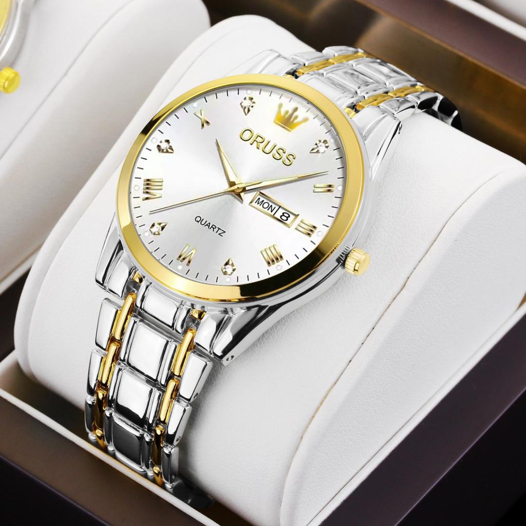 Men'S Fully Automatic Quartz Watch Luminous Waterproof Calendar Diamond-Encrusted Business Men'S Watch