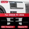 For ZEEKR 9X 2026 Car Headlight Transparent TPU Protective Cover Film Front Light Tint Change Color Sticker Accessories