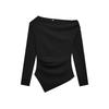 Jnleaog Autumn New Women's Clothing Fashion Style Stylish Fashionable Asymmetric Stretch Tops 3644328
