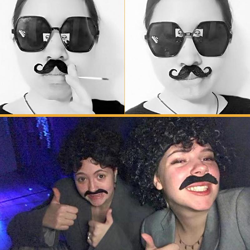18/48Pcs Mustache Birthday Party Photobooth Props Kids Adult Pirate Party Costume Cosplay Fake Beard Halloween Decoration