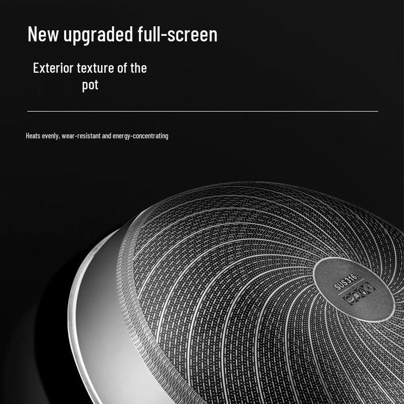 Set Wok din Oțel Inoxidabil 316 cu Capac - Unchiul al Treilea Mătușa a Treia 316