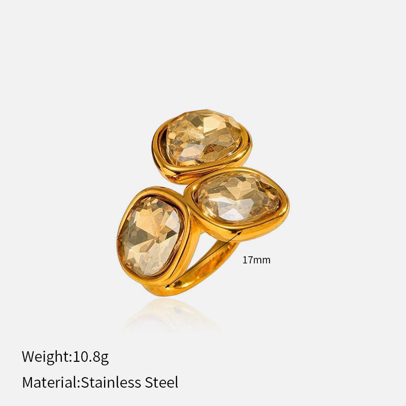 

INS Style Diamond Inlaid Stainless Steel Ring For Women Luxury Premium Tarnish Free 18K Gold Titanium Steel Band Ring Jewelry 1