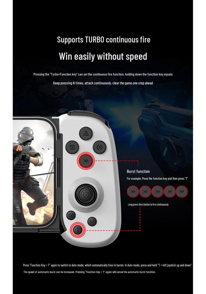 D6DP Wireless Bluetooth Dual Hall Motion Game Controller for Mobile, Switch, Android, iOS, and PC