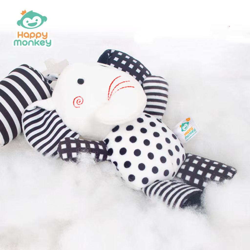 Cute Animal Rattle Hanging Ornament, Baby Crib Stroller Pendant, Soft Plush Educational Bell Toy for Infant Bed Decor