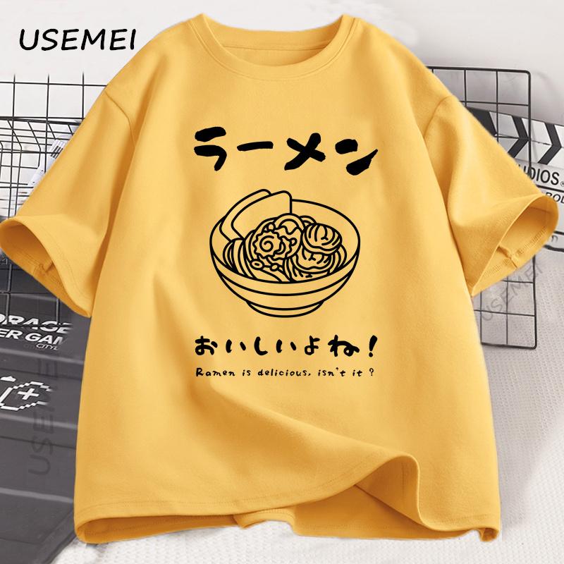 Raunisex T Shirt Japanese Tshirt Food Lover Kawaii Japanese Streetwear Foodie Noodle Tshirt Unisex Unisex Cotton Short Sleeve Tees