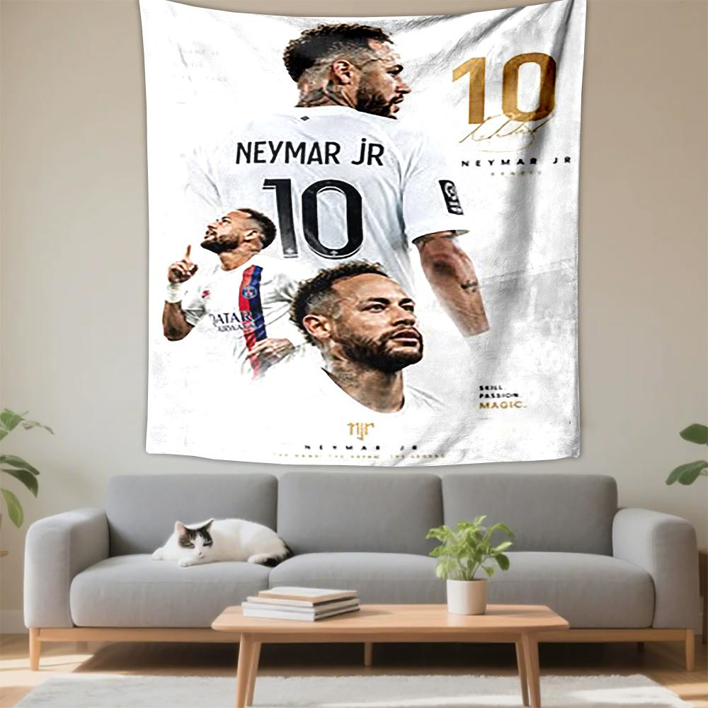 Poster Calcio Neymar Jr Bianco Oro Design Elegante Arazzo Fantasia per Camera da Letto e Soggiorno Arredamento Casa Divani