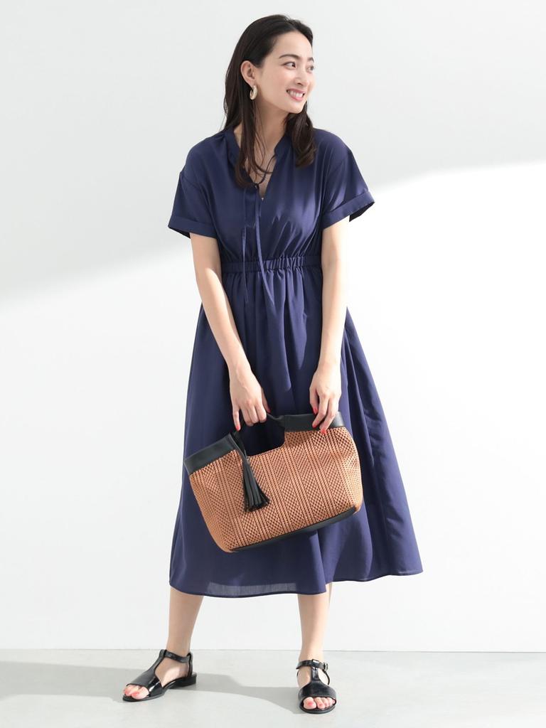Beams Heart Dress [Pre-order] Gathered Skipper Dress, Women's, Purple Blue, One Size