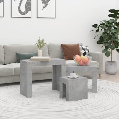 Vidaxl Kaffebord Stapelbara, 3 st, Betonggrå