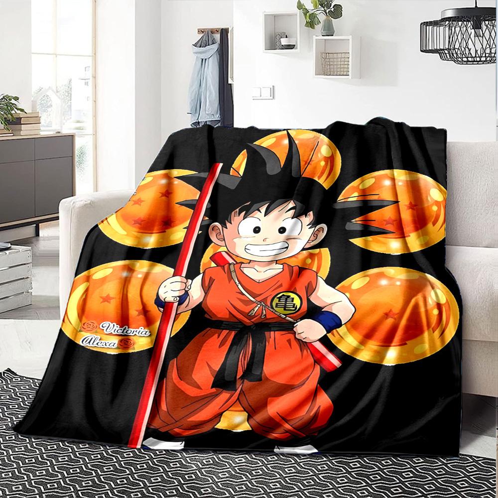 1 szt. Dragon Ball Z, Goku Miękki Ciepły Koc Piknikowy Koc do Drzemki na Kanapę Sofa Biuro Łóżko Kemping Podróż, Wygodny