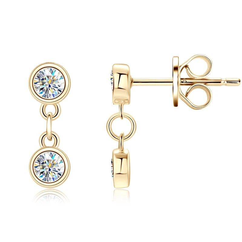 Moissanite Link Stud Earrings for Women 925 Silver Original Certified Wedding Jewelry Round 3mm VVS1 Diamond Drop Earrings