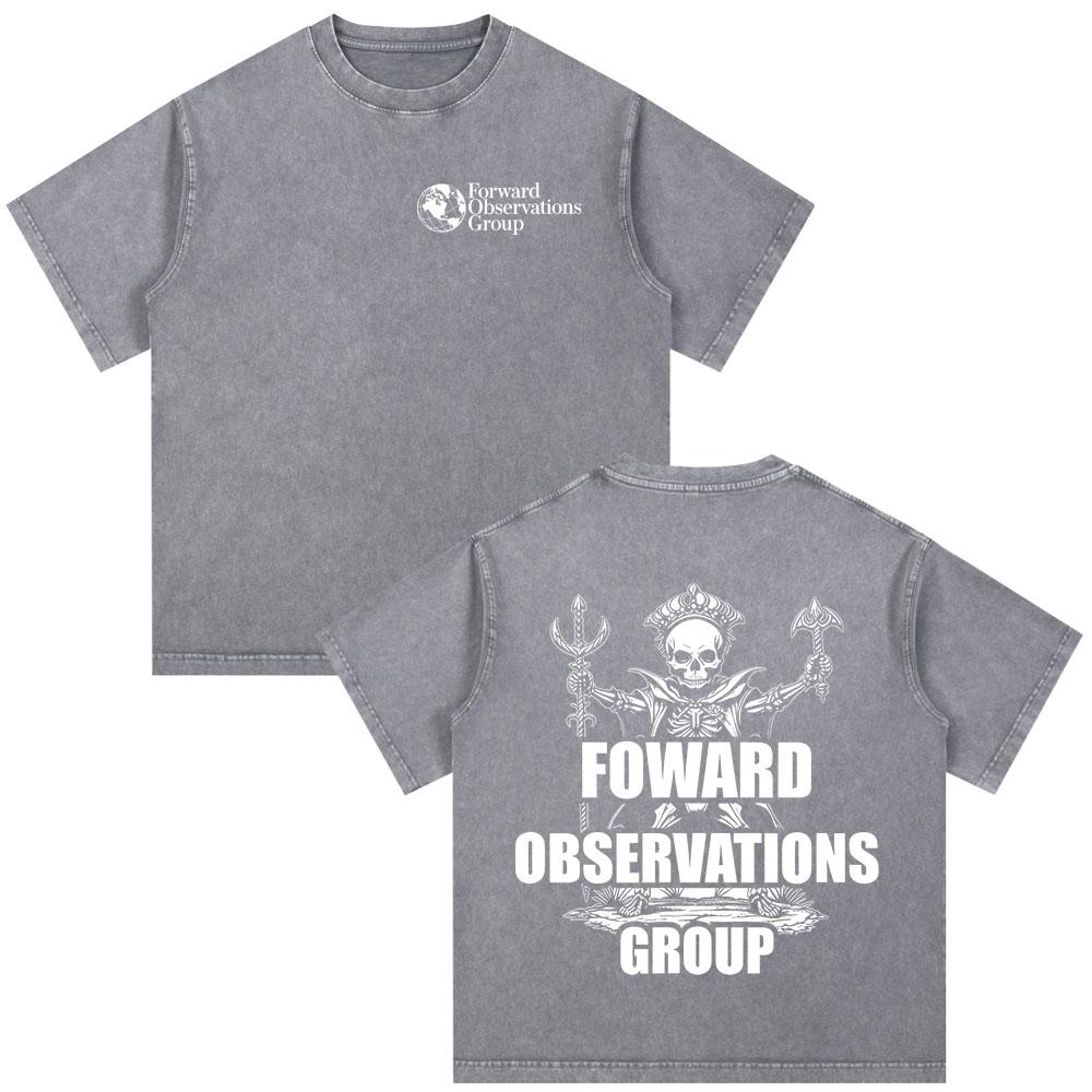 Forward Observations Group Skeleton Vintage Washed Tshirt Men Women Clothing Fashion Retro Oversized Casual T Shirt Streetwear