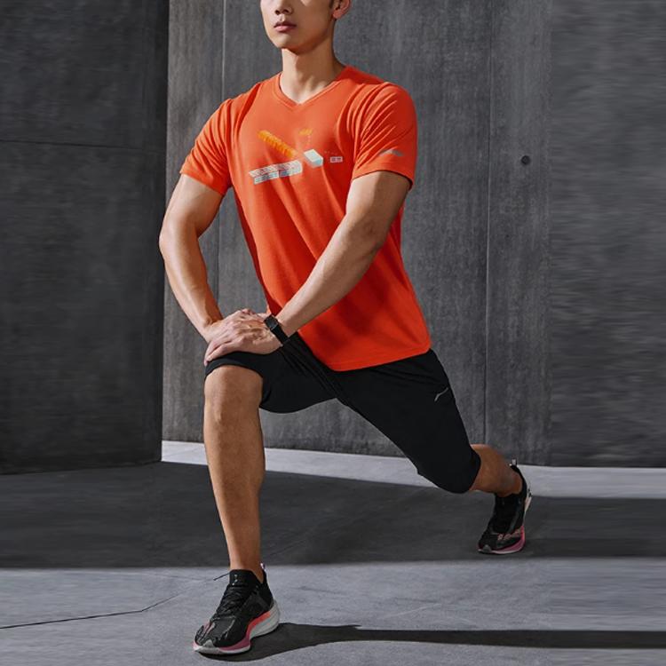Li Ning Training Series Solid Color Letter Logo Breathable Seven-Point Sports Pants Men Pants Black AKQQ025-1