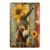 YIJUS Metal Wall Art, Vintage Donkey Wall Sculpture with Sunflower, Aluminum Farmhouse Decor for Living Room, Easy To Install Mo