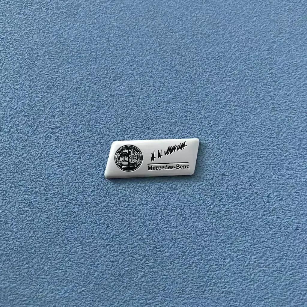 BQAZ9 1.6x4cm Aluminium Car Emblem Stickers Decor Decals Interior For Mercedes Benz AMG Brabus Maybach Smart W203 W206 W108 W124 W126