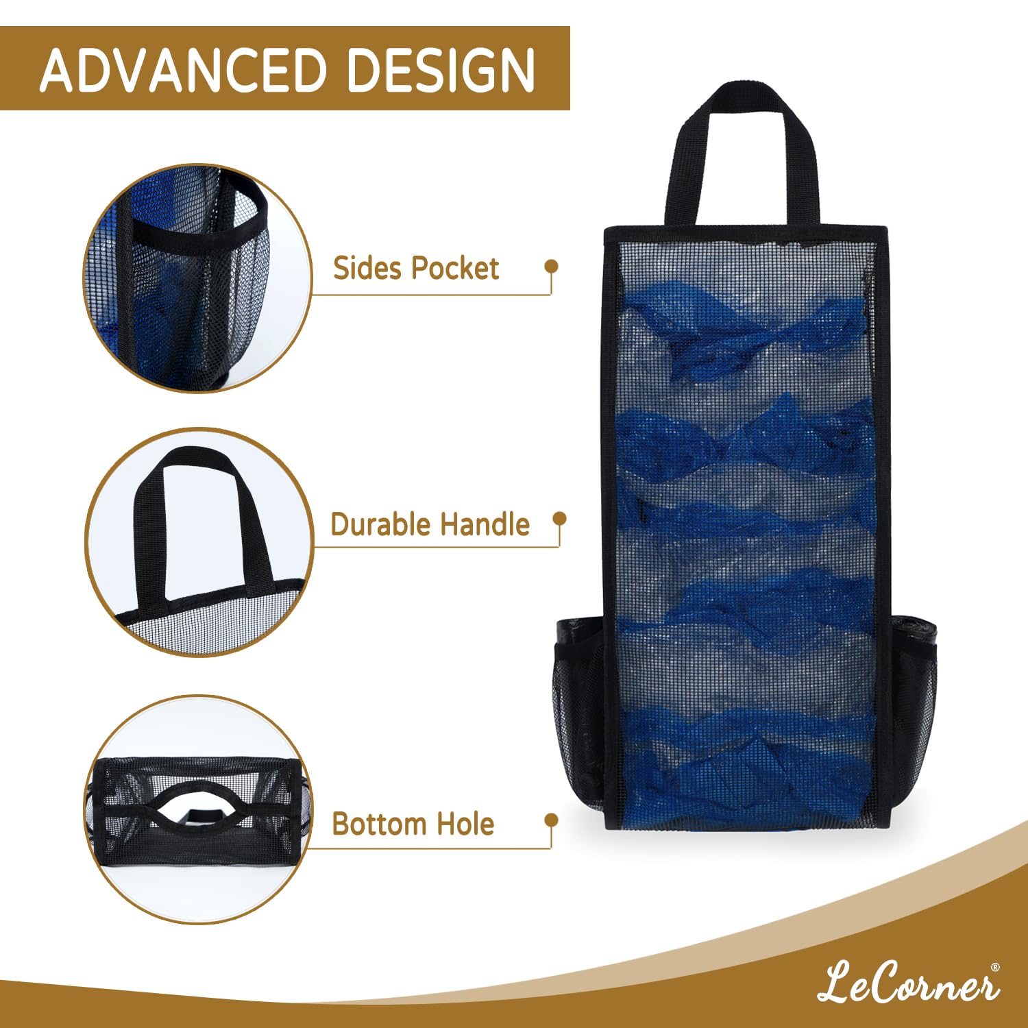 

Plastic Bag Holder, Large Capacity Grocery Bag Holder, Breathable Mesh Plastic Bag Holders for Grocery Bags Storage чёрный