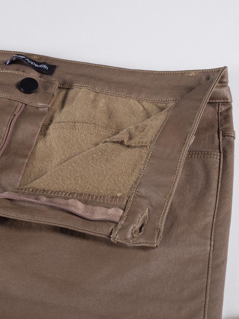 Rose Beauty A Winter Warme Damenhose Hohe Taille Thermogefütterte PU-Leder Skinny Cropped Hose