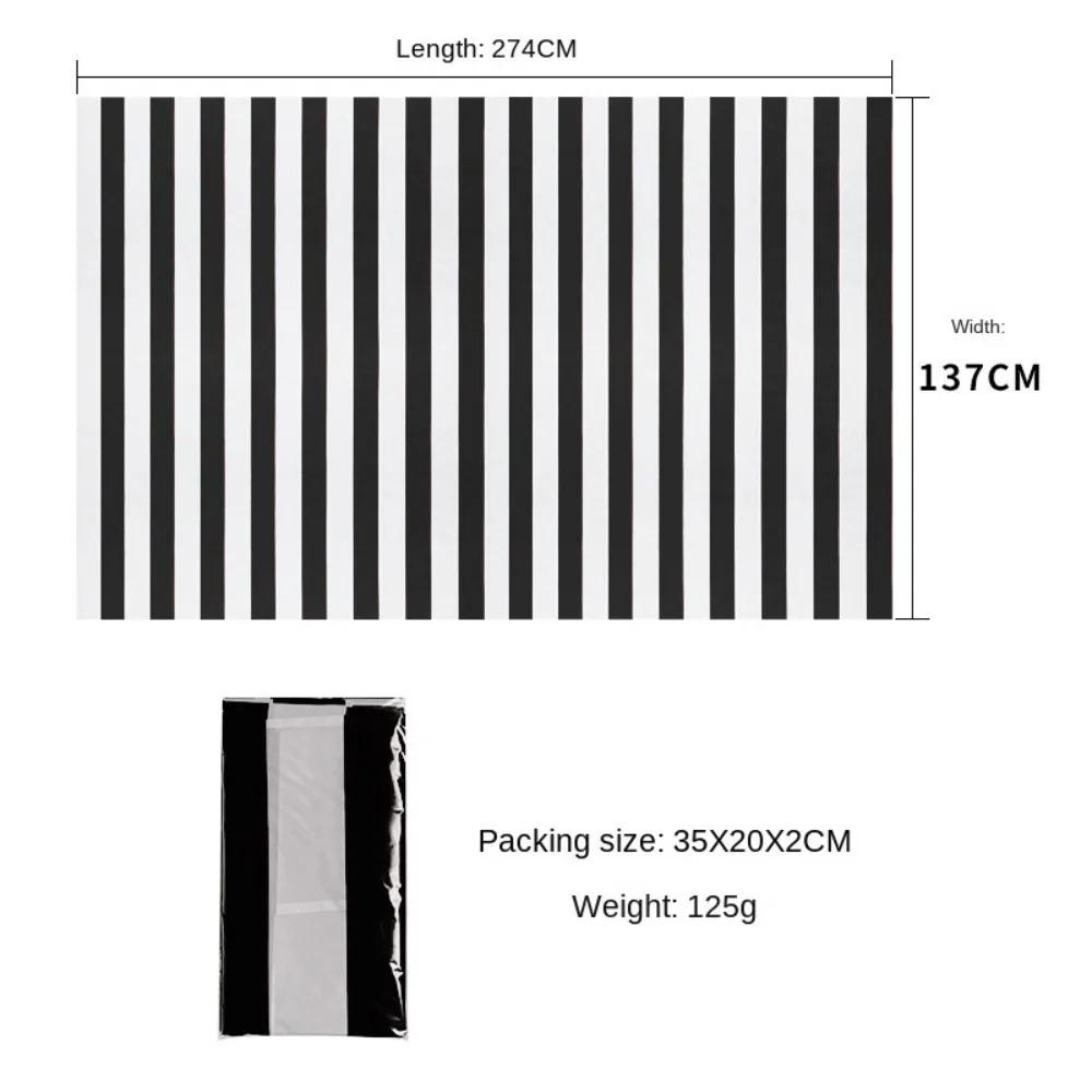 

Black And White Striped Tablecloth, Background Wall Table Laying Decor Props Design, For Hotel Indoor Outdoor Parties Events Use 137x274cm