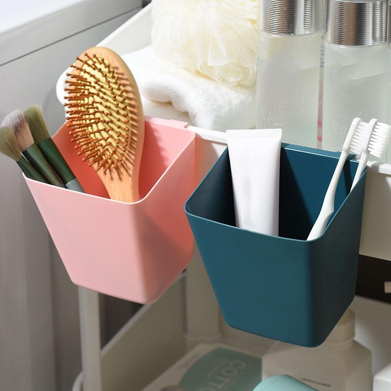 Small Trolley Hanging Basket Storage Basket, Kitchen and Bathroom Hanging Desktop Sundries Stationery Storage Box, Bedside Shelf